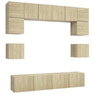 vidaXL 8 Piece TV Cabinet Set Sonoma Oak Engineered Wood