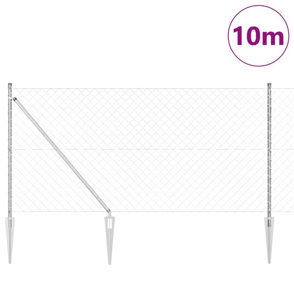 vidaXL Fence Post Silver 10 x 1.4 m (60 x 60 mm mesh) Steel