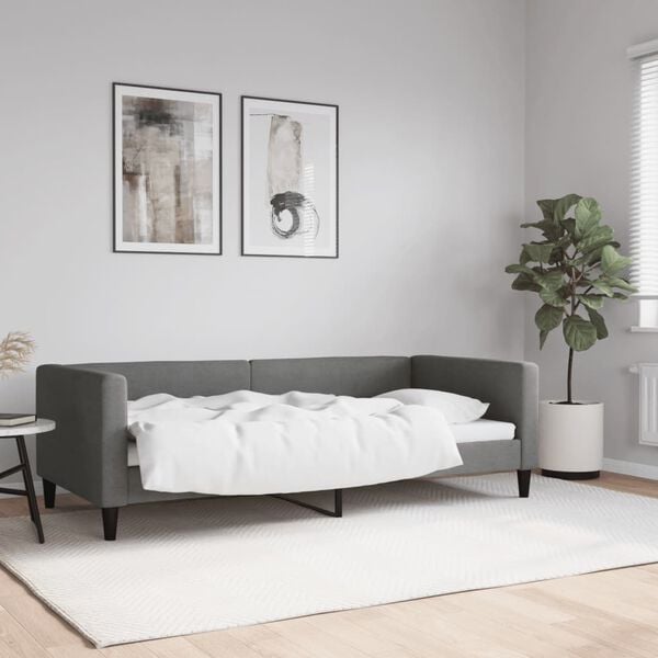 vidaXL Day Bed without Mattress Dark Grey 90x190 cm Single Fabric