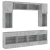 vidaXL 6 Piece TV Wall Cabinet Set with LED Lights Concrete Grey