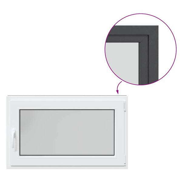 vidaXL Basement Window "RISOR" 100x70 cm Tilt&Turn DIN Right Anthracite