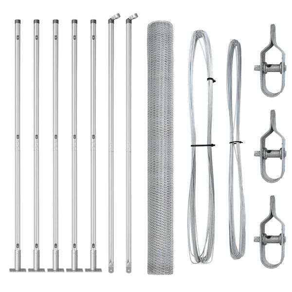 vidaXL Fence with Posts Silver 1.6 x 10 m PVC-coated steel