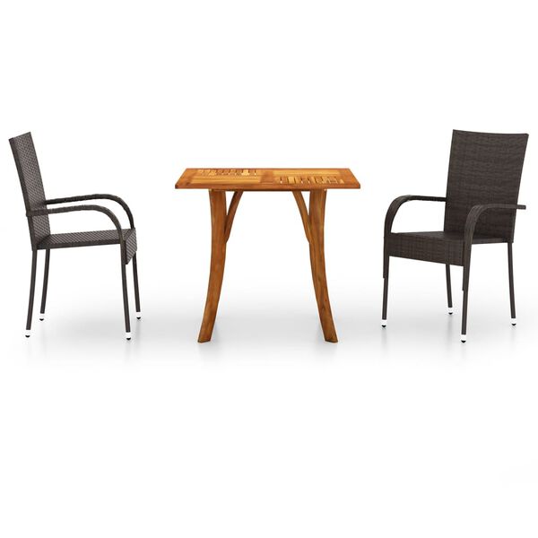 vidaXL 3 Piece Garden Dining Set Brown