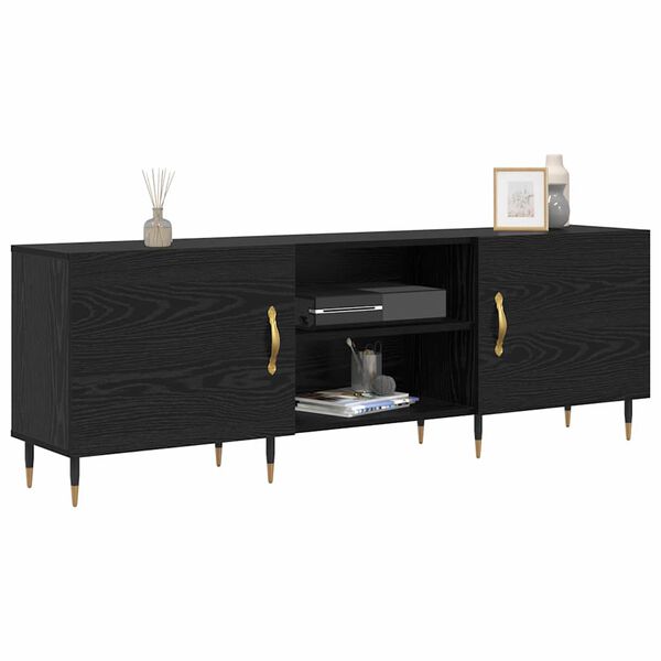 vidaXL TV Cabinet Black oak 150 x 30 x 50 cm Engineered wood