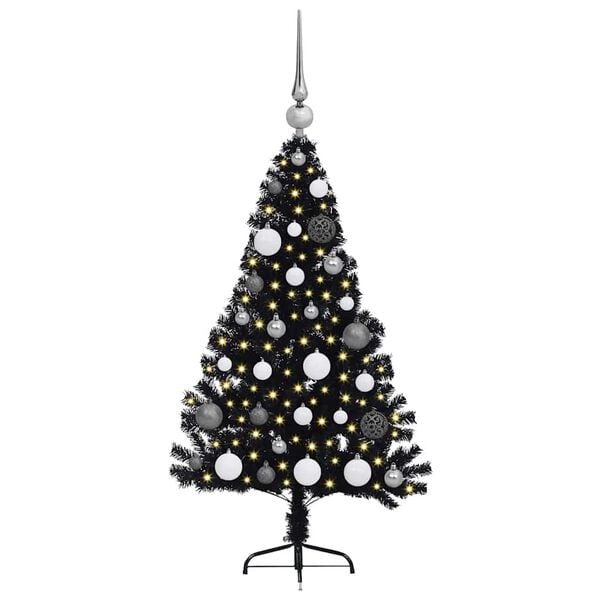 vidaXL Artificial Pre-lit Christmas Tree Black 120 cm PVC