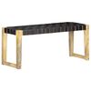 vidaXL Bench 110 cm Black Real Leather and Solid Mango Wood