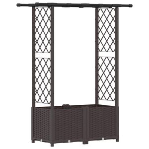 vidaXL Raised Bed with Trellis and Roof Brown 124.5 x 40 x 136 cm PP