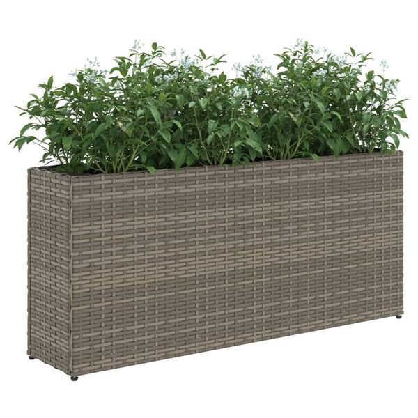 vidaXL Garden Planters with 2 Pots 2 pcs Grey 90x20x40 cm Poly Rattan