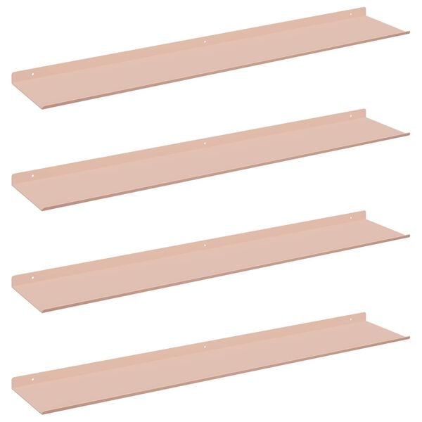 vidaXL Floating Shelf Wall-mounted 4 pcs Pink 100 x 18 x 2.5 cm Steel