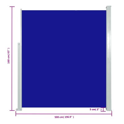 vidaXL Retractable Side Awning 160 x 500 cm Blue