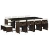 vidaXL 13 Piece Garden Dining Set with Cushions Brown Poly Rattan