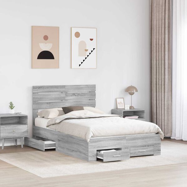 vidaXL Bed Frame with Drawer with Headboard Manual Engineered Wood