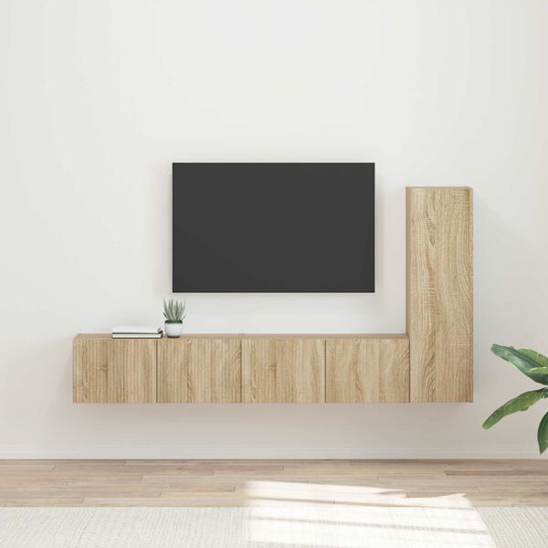 vidaXL TV Cabinet Set Wall-mounted 3 pcs Sonoma Oak Engineered Wood