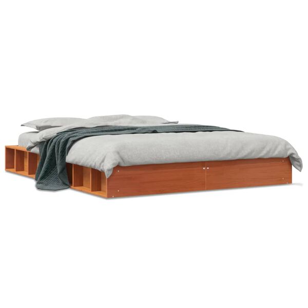 vidaXL Bed Frame without Mattress Wax Brown 120x200 cm Solid Wood Pine