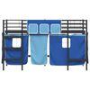 vidaXL Kids'Loft Bed Frame with Curtains Black and Blue 99.5 x 190 cm