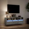 vidaXL TV Wall Cabinet with LED Lights Grey Sonoma 130x31x45 cm