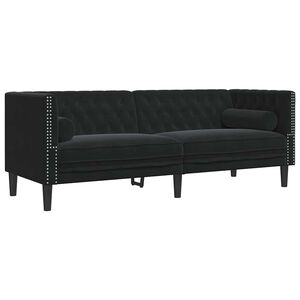 vidaXL Sofa Black 194 x 74.5 x 70.5 cm Velvet