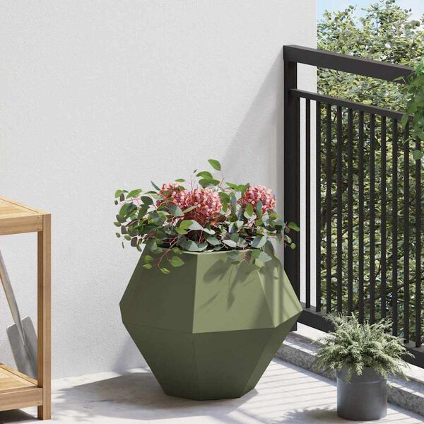 vidaXL Planter 2 pcs Olive Green 50 x 50 x 40 cm Steel