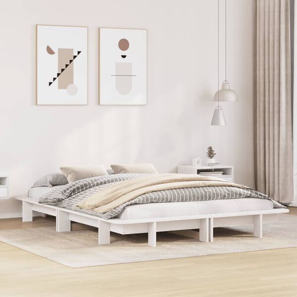 vidaXL Bed Frame without Mattress White 140x190 cm Solid Wood Pine