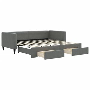 vidaXL Daybed with Trundle&Drawers without Mattress Dark Grey 90x190 cm Single