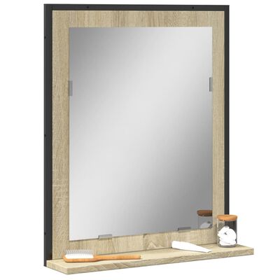 vidaXL Bathroom Mirror with Shelf Sonoma Oak 50x12x60 cm Engineered Wood