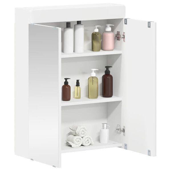 vidaXL Bathroom Mirror Cabinet with Door TULUM White 60 x 16.5 x 78 cm