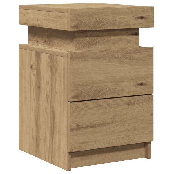 vidaXL Bedside Cabinet with LED Artisian Oak 35x39x55 cm Engineered Wood