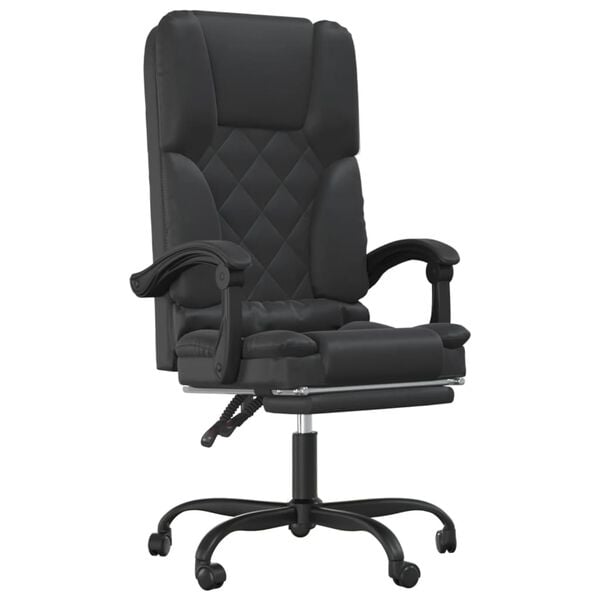 vidaXL Massage Reclining Office Chair Black Faux Leather