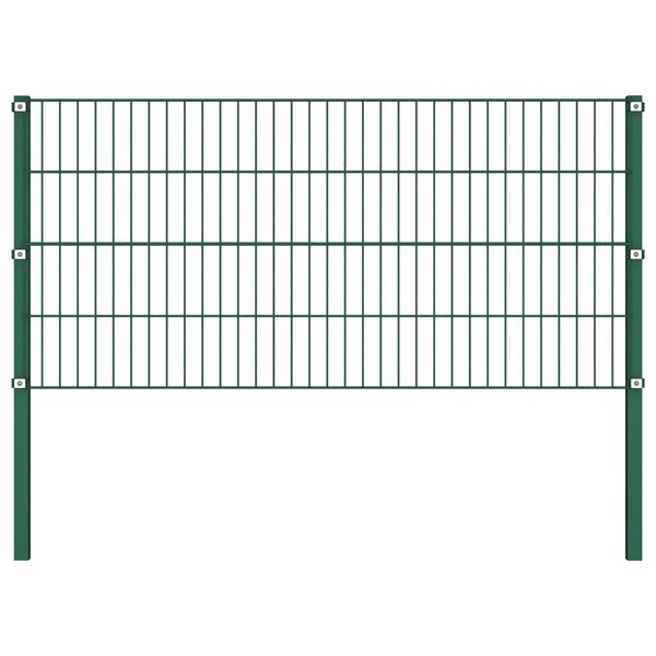 vidaXL Fence Panel with Posts Iron 1557.5x80 cm Green
