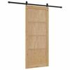 vidaXL Sliding Door Natural and Black 86 x 198.5 cm Solid Pine Wood