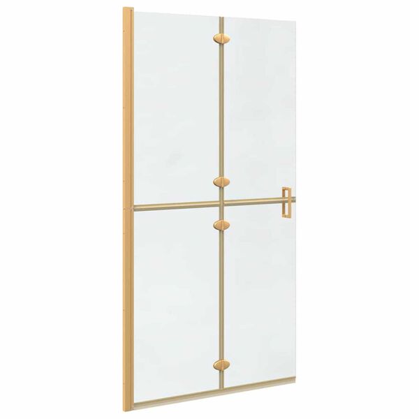 vidaXL Walk-in shower wall Folding Gold and transparent 100 x 190 cm