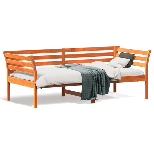 vidaXL Day Bed without Mattress Wax Brown 75x190 cm Small Single Solid Wood Pine