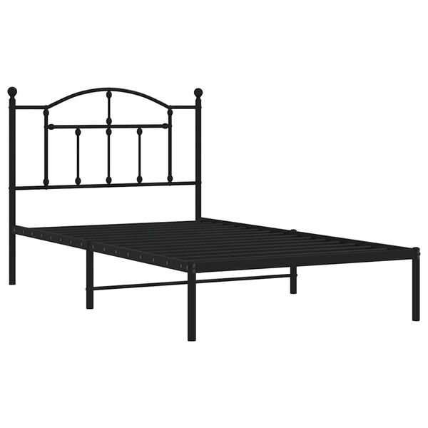 vidaXL Metal Bed Frame without Mattress with Headboard Black 100x190cm