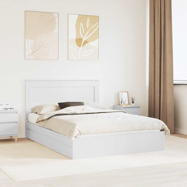 vidaXL Storage Bed with Headboard White 140 x 200 cm Engineered Wood