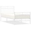 vidaXL Metal Bed Frame without Mattress with Footboard White 90x200cm