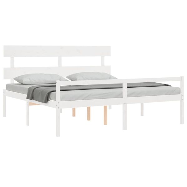 vidaXL Senior Bed without Mattress White Super King Size Solid Wood