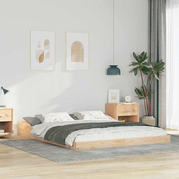 vidaXL Bed Frame Brown 140 x 220 cm Solid Pine Wood