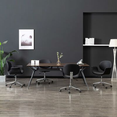 vidaXL Swivel Dining Chairs 4 pcs Black Faux Leather