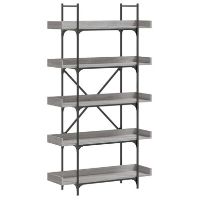 vidaXL Bookcase 5-Tier Grey Sonoma 100x33x180.5 cm Engineered Wood