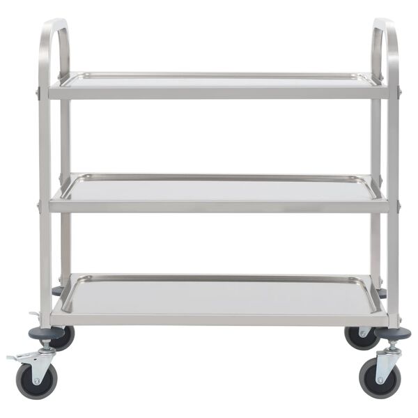 vidaXL 3-Tier Kitchen Trolley 95x45x83.5 cm Stainless Steel