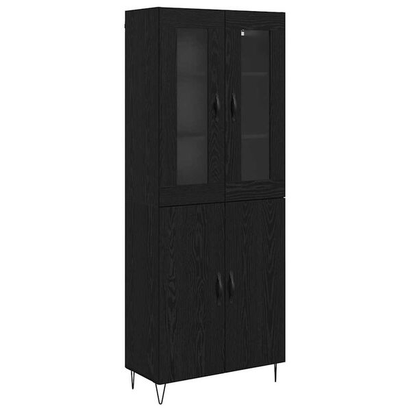 vidaXL Highboard White and Black Oak 69.5 x 34 x 180 cm