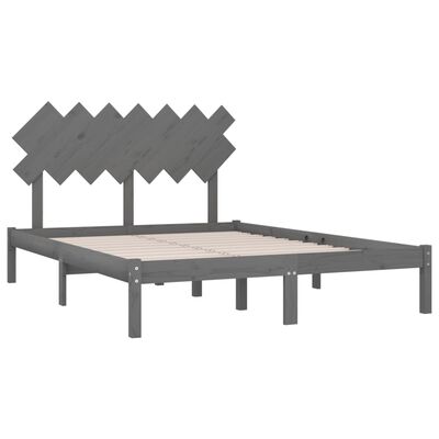 vidaXL Bed Frame Grey 140x190 cm Solid Wood