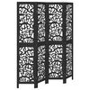 vidaXL Room Divider 4 Panels Black Solid Wood Paulownia