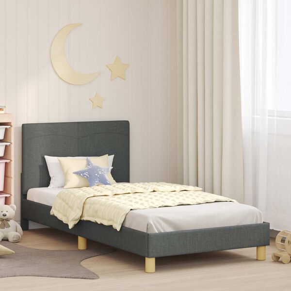 vidaXL Children's Bed Frame with Headboard Dark Grey 90 x 200 cm