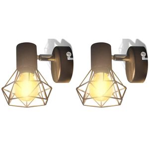 2 Black Industrial Style Wire Frame Wall Sconce with LED Filament Bulb