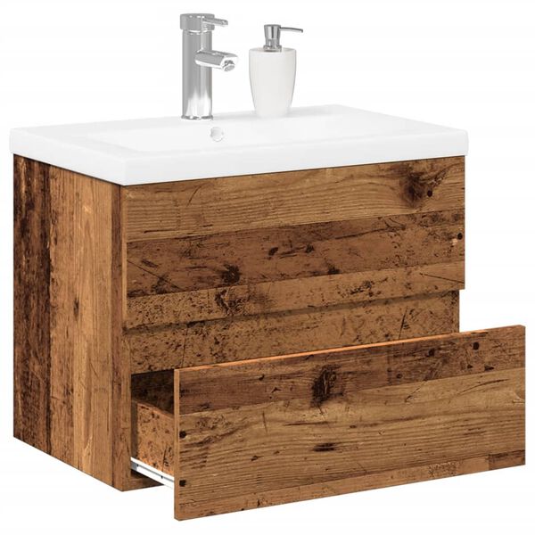 vidaXL Sink Cabinet with Built-in Basin Old Wood