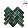 vidaXL Herringbone Tile 10 pcs Dark Green 30 x 30 cm