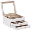 vidaXL Jewellery Box 3-Layer White 23x20.5x14 cm