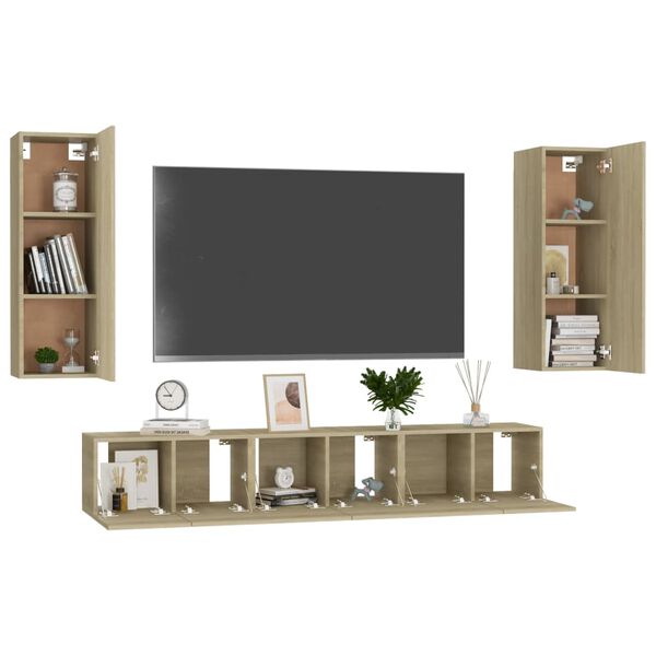 vidaXL 5 Piece TV Cabinet Set Sonoma Oak Engineered Wood