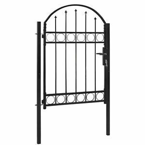 vidaXL Fence Gate with Arched Top Steel 104x125 cm Black